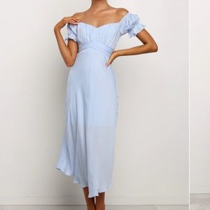 Petal & Pup Light Blue Satin Midi Dress